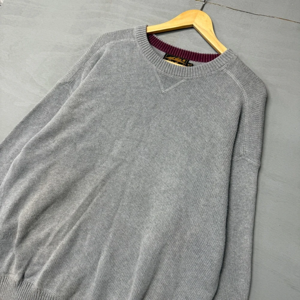 Eddie Bauer Vintage Sweater Grey Crewneck Cotton Knit Tall XL Tall - Picture 2 of 6